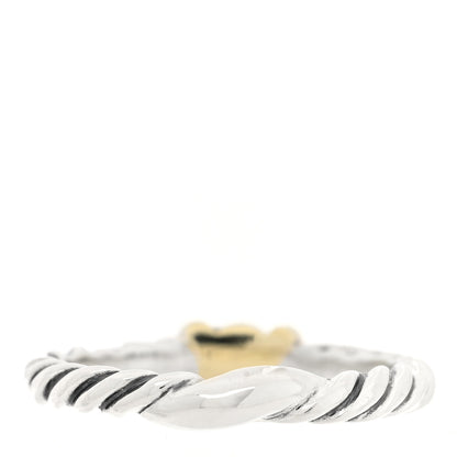 David Yurman Sterling Silver 14K Yellow Gold Black Onyx Cable Ring 54 6.75 3 of 4