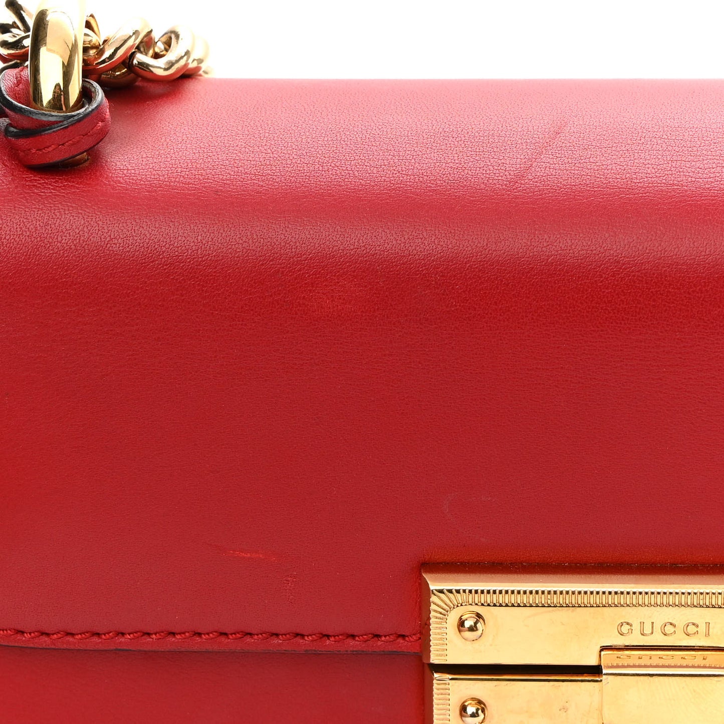 Calfskin Small Padlock Shoulder Bag Hibiscus Red