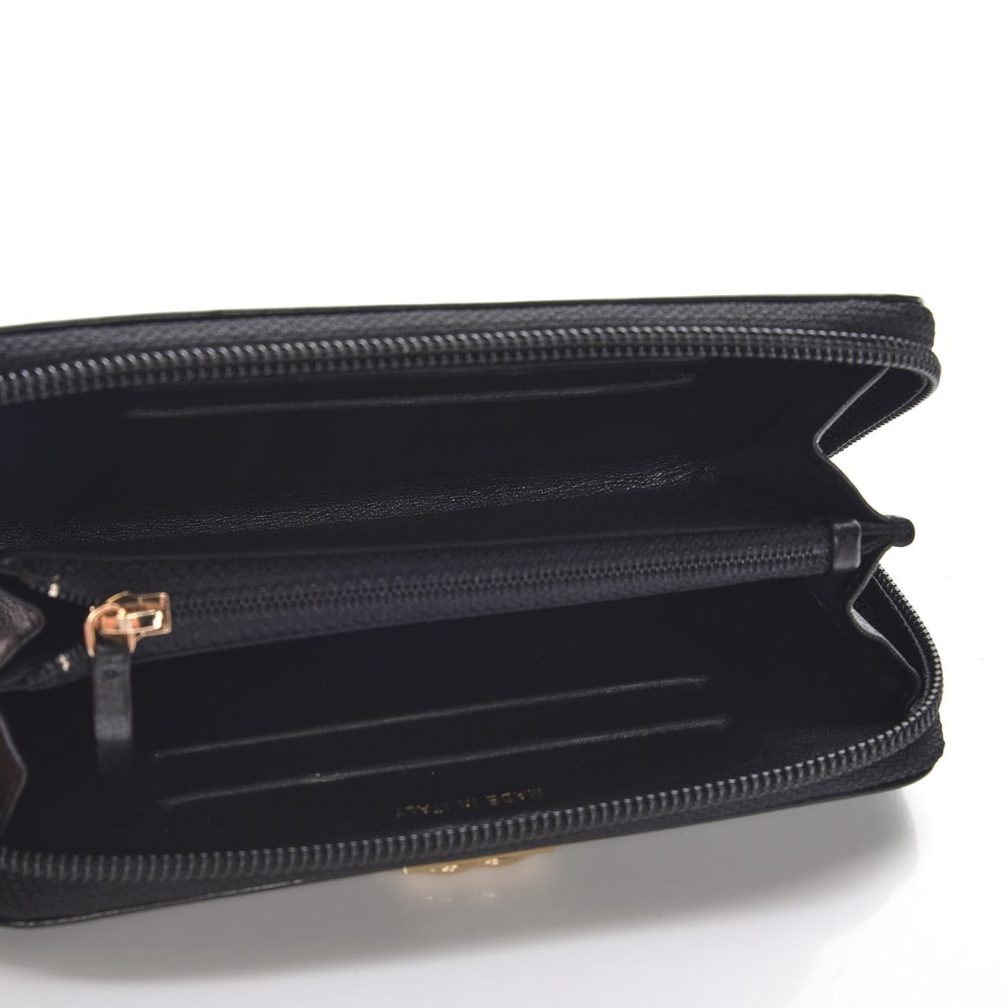 Glazed Calfskin Quilted Small Boy Zip Around Wallet Black