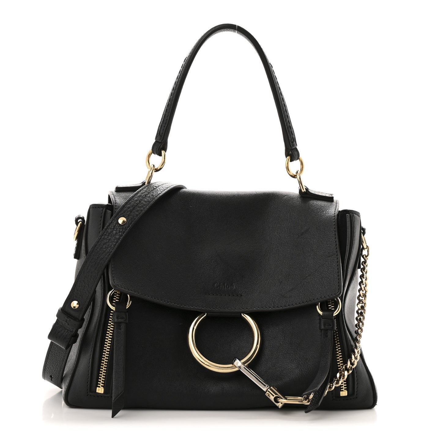 Calfskin Small Faye Day Shoulder Bag Black