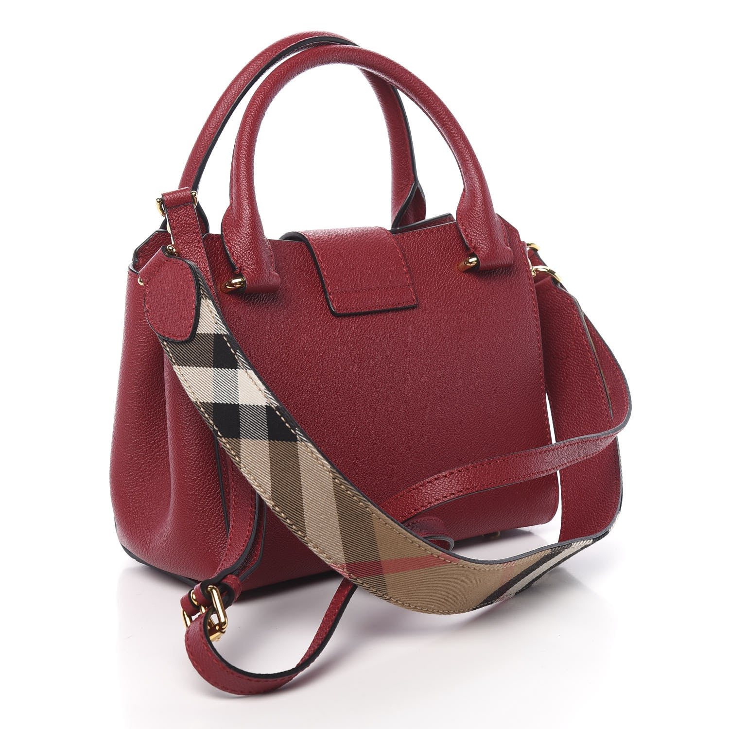 Burberry Soft Grain Calfskin Small Buckle Tote Parade Red 3 of 10