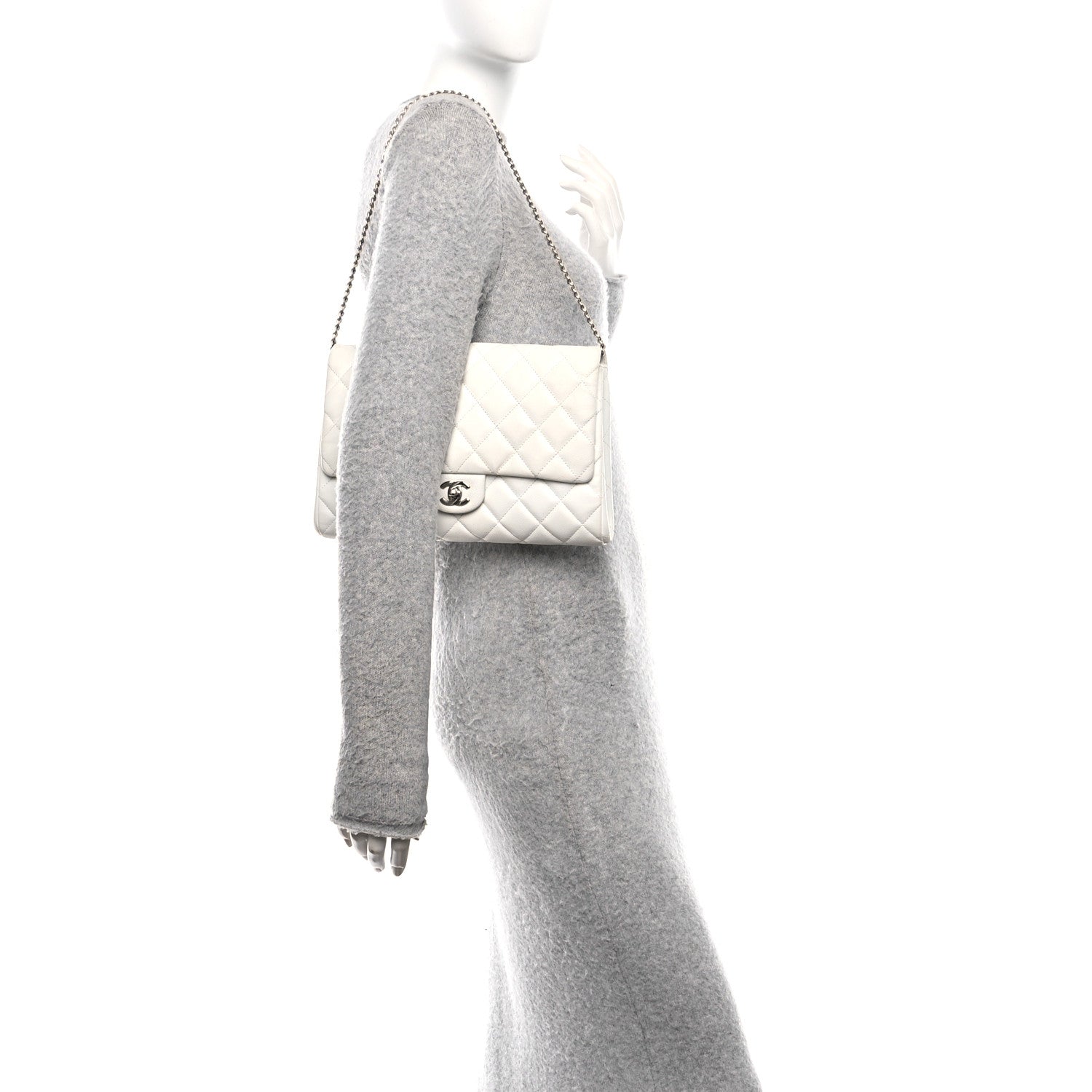 Chanel Caviar Quilted Clutch With Chain Flap White 2 of 10