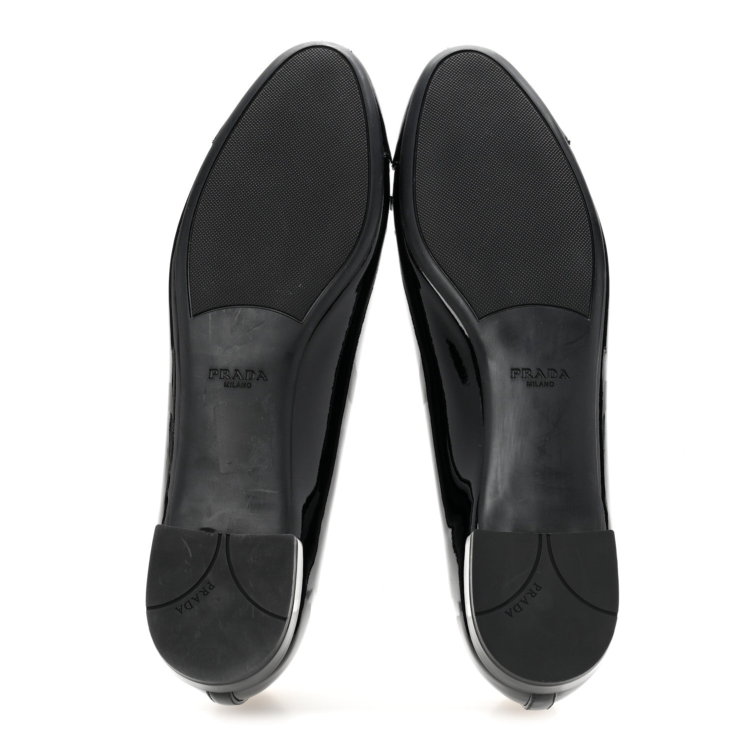 Prada Vernice Cap Toe Logo Bow Ballerina Flats 38.5 Black 6 of 8