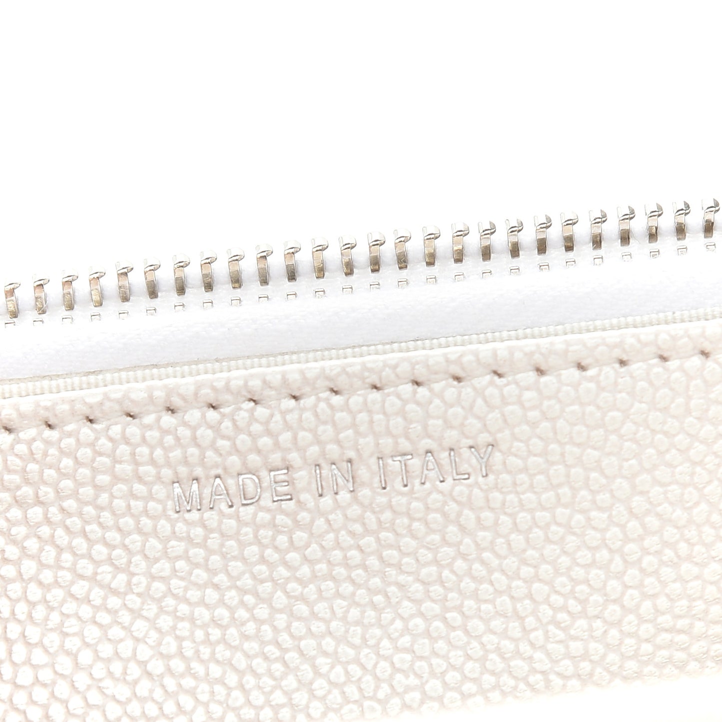 Iridescent Caviar Quilted Golden Class Wallet On Chain WOC White