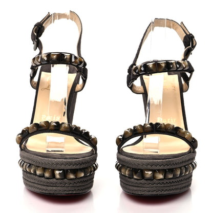 Christian Louboutin Veau Velours Cataclou 120 Wedge Sandals 38 Sand 2 of 7