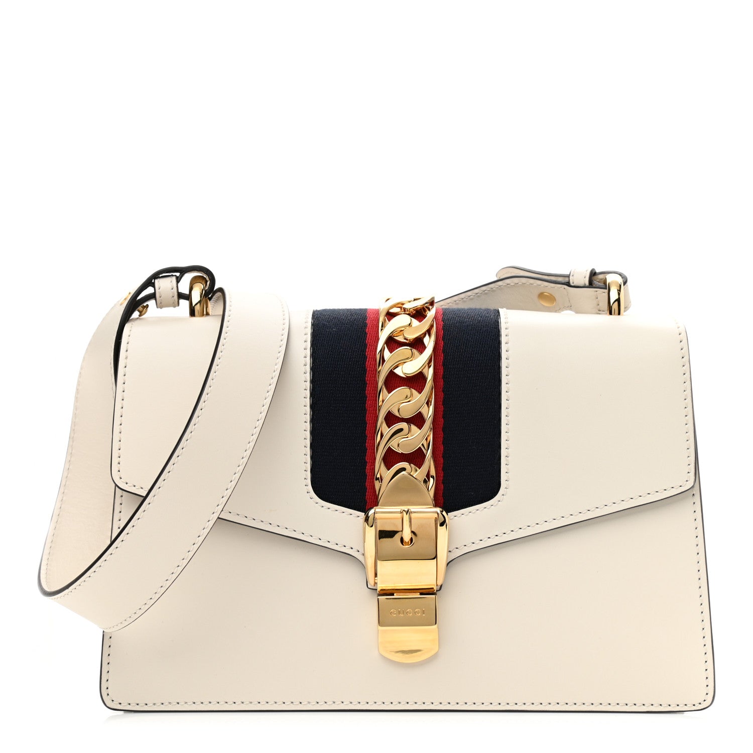 Gucci Calfskin Small Sylvie Shoulder Bag Off White 1 of 9