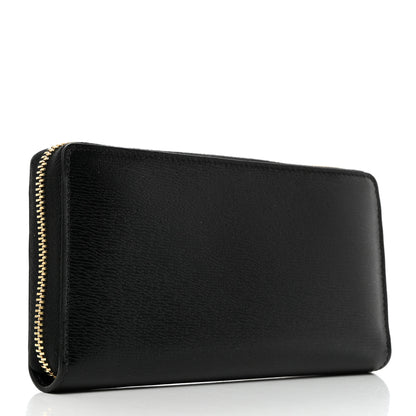 Gucci Textured Calfskin Gucci Script Zip Around Wallet Black 4 of 8