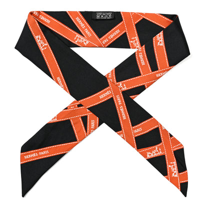 Hermes Tie Black Orange 1 of 4