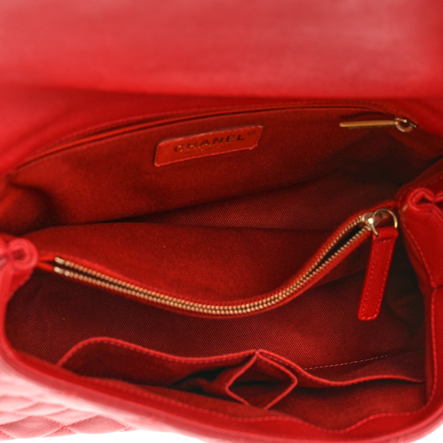 Chanel Caviar Quilted Small Coco Handle Flap Red 5 of 10