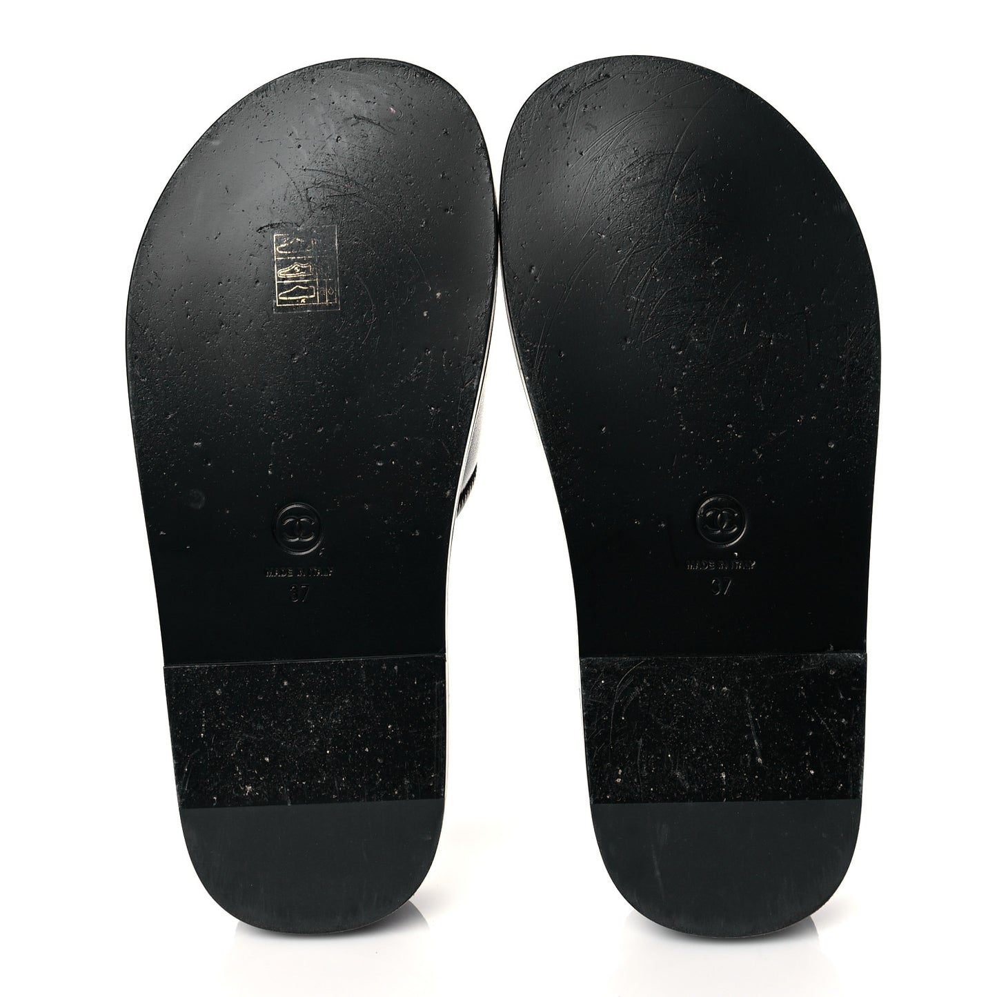 Lambskin Cha-Nel Mule Sandals 37 Black Multicolor