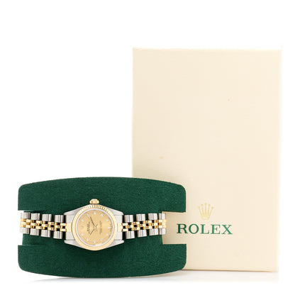 Rolex Stainless Steel 18K Yellow Gold Diamond 26mm Oyster Perpetual Watch Champagne 76193 5 of 5