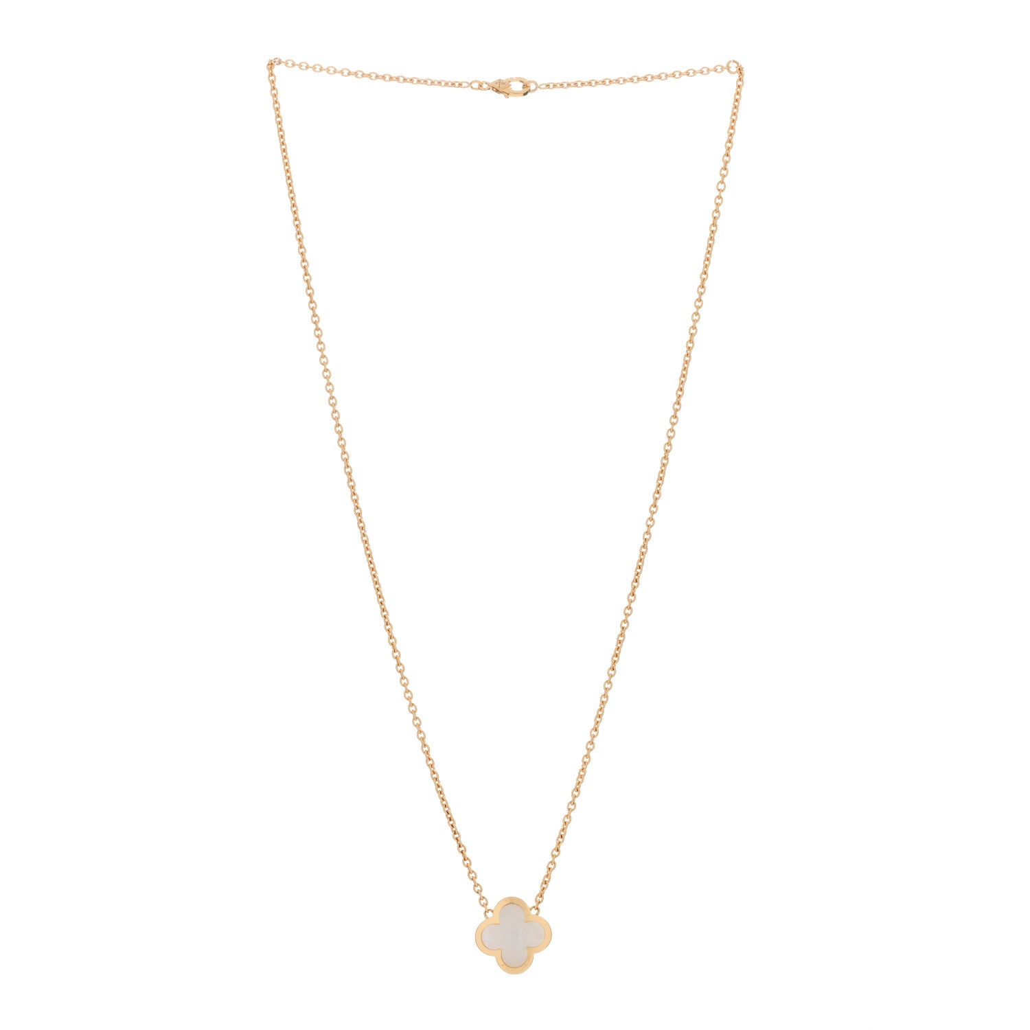 Van Cleef & Arpels 18K Yellow Gold Mother of Pearl Pure Alhambra Pendant Necklace 2 of 4