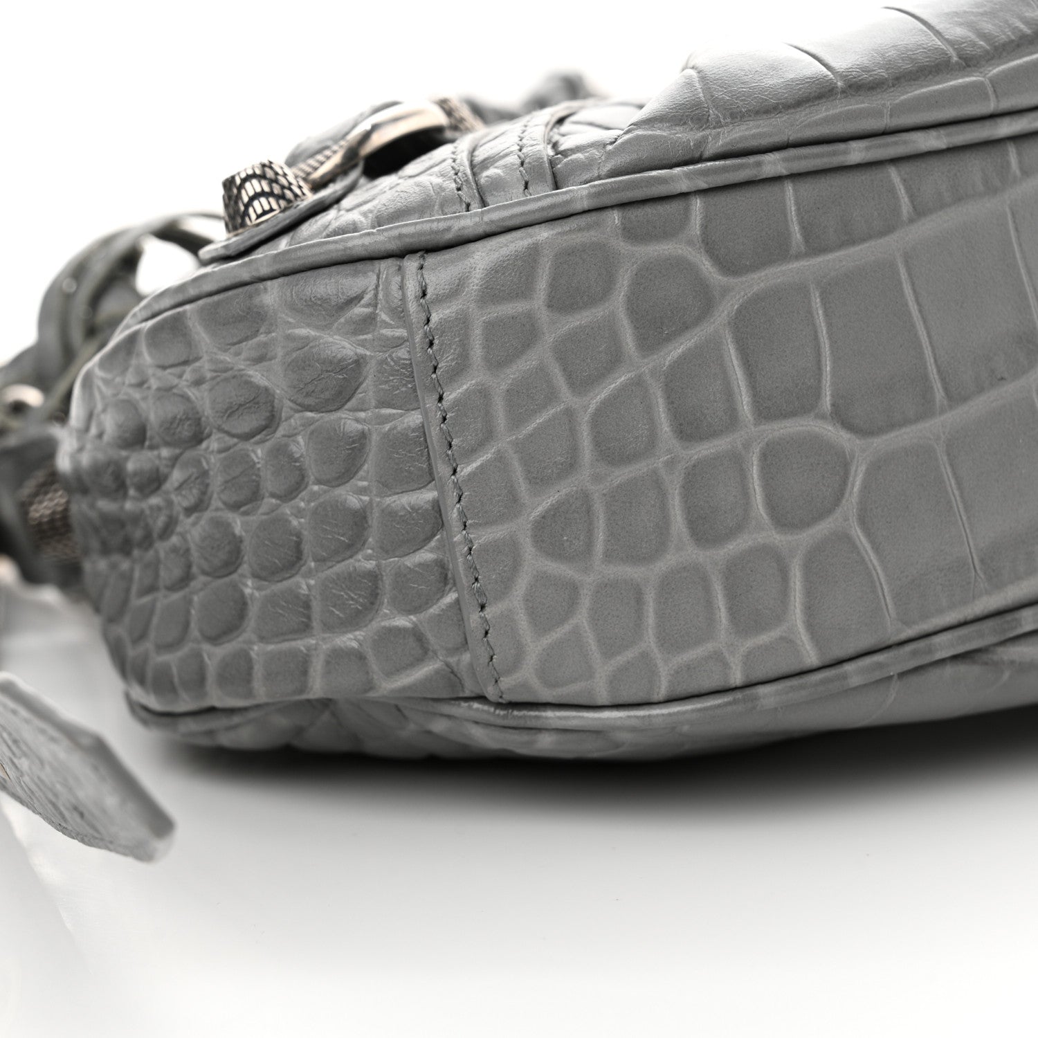 Balenciaga Extra Supple Calfskin Crocodile Embossed XS Le Cagole Shoulder Bag Balenciaga Grey 10 of 12