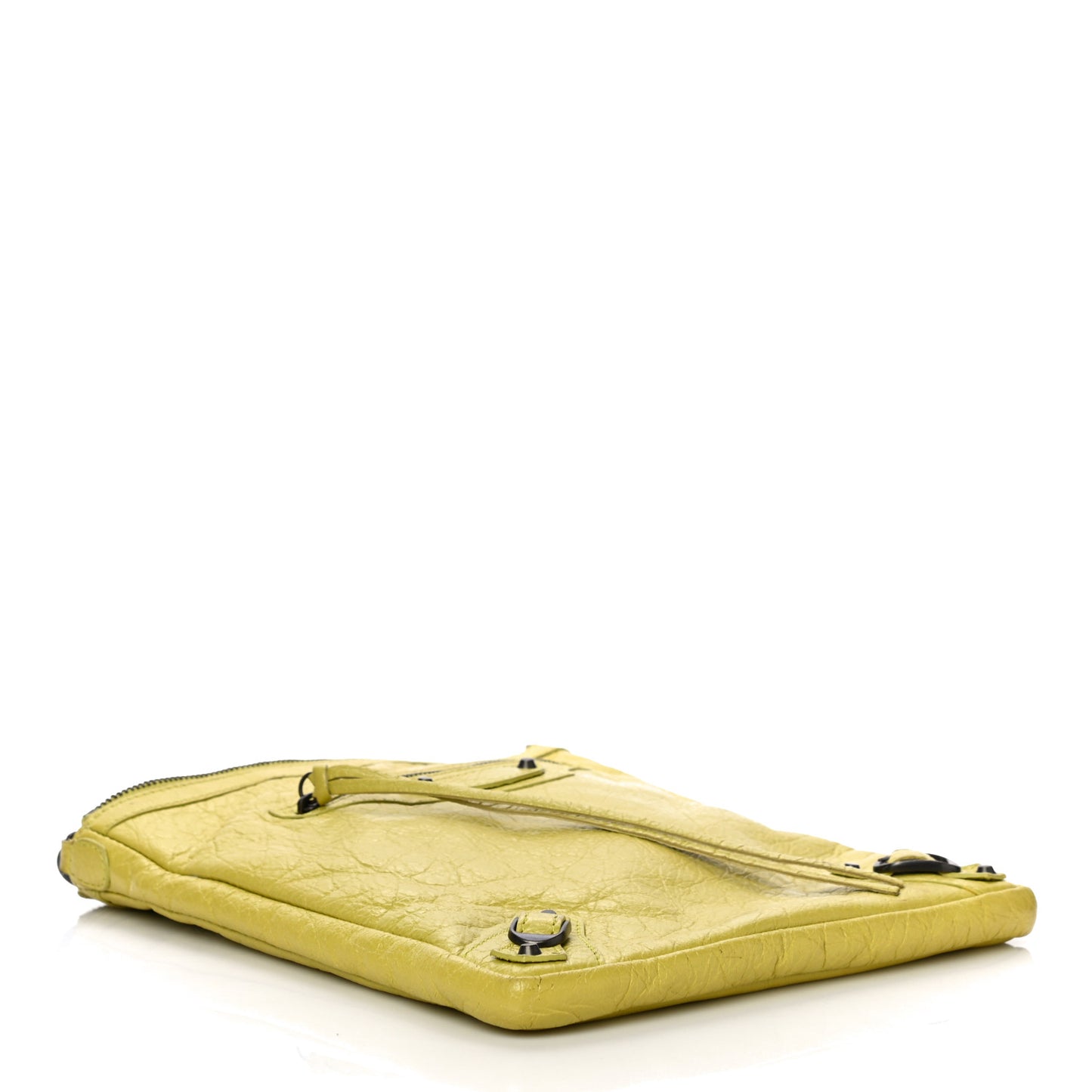 Agneau Classic Hardware Flat Crossbody Jaune Poussin
