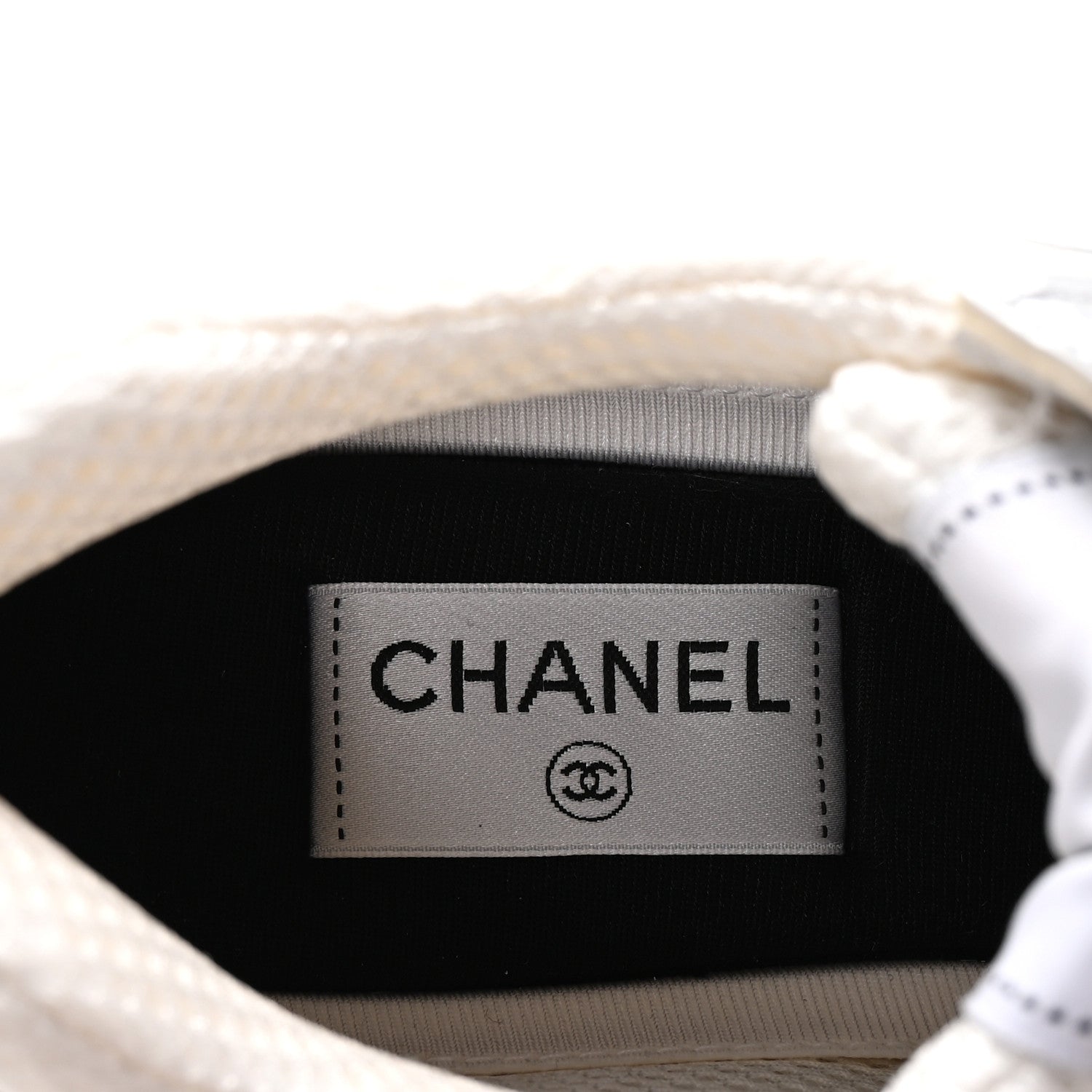 Chanel Fabric Laminated Calfskin Stretch CC Womens Sneakers 40 White Silver 8 of 10