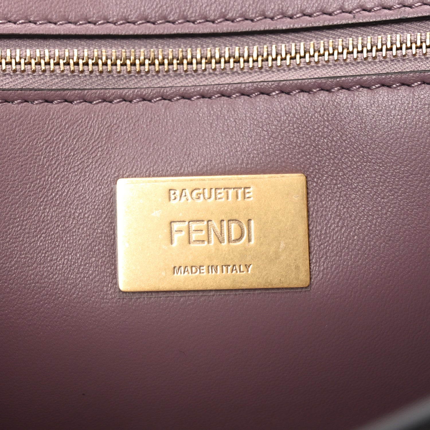 Fendi Nappa FF 1974 Embossed Baguette Dusty Mauve 6 of 10