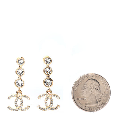 Chanel Crystal CC Drop Earrings Gold 2 of 4