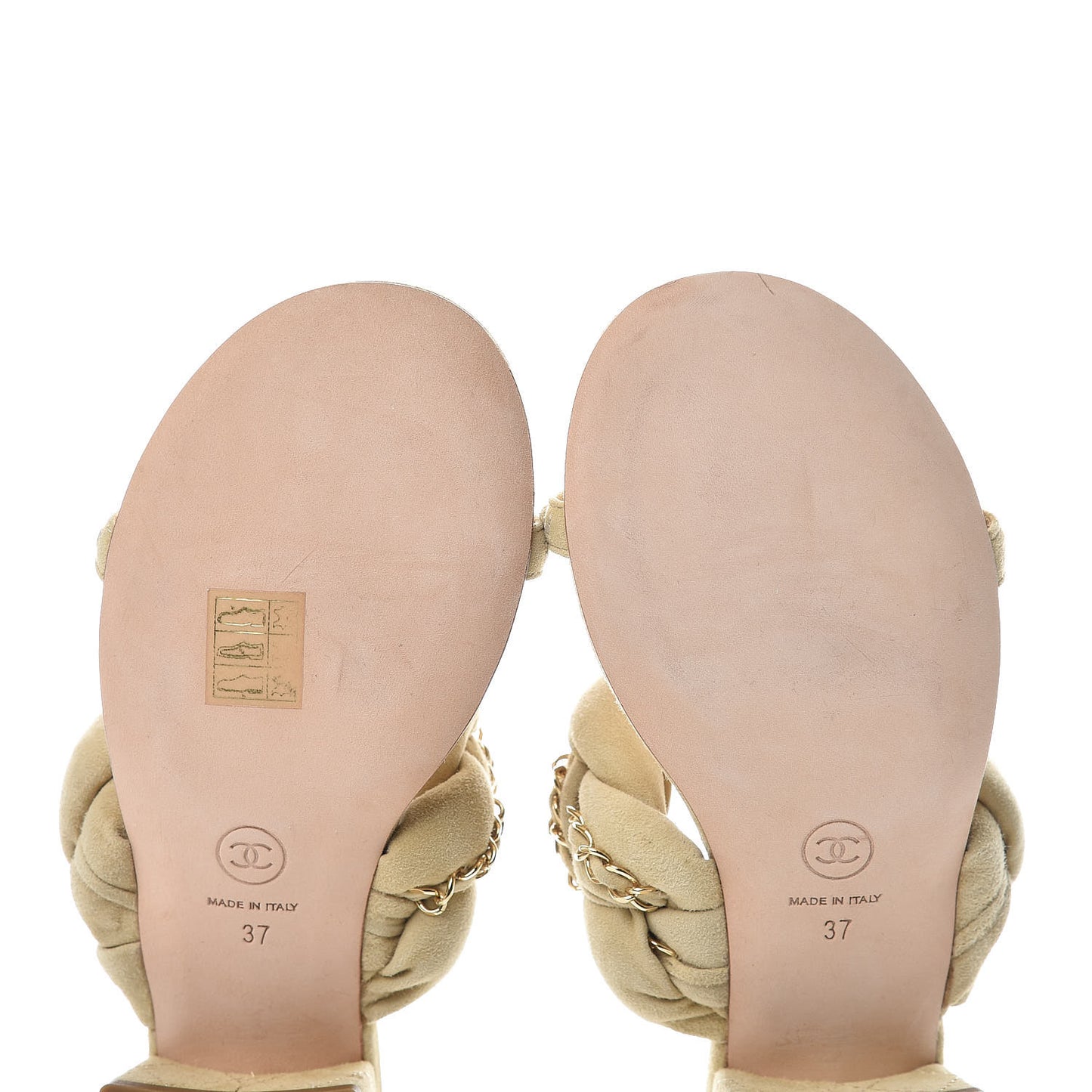 Kid Suede Chain Braided Sandals 37 Beige