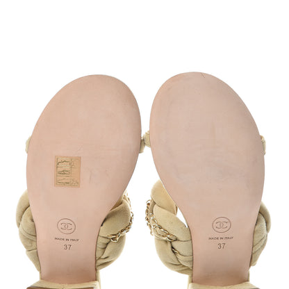 Chanel Kid Suede Chain Braided Sandals 37 Beige 7 of 10