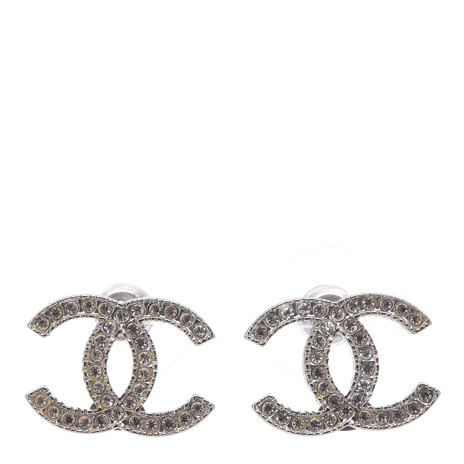 Chanel Crystal CC Earrings Silver 1 of 6