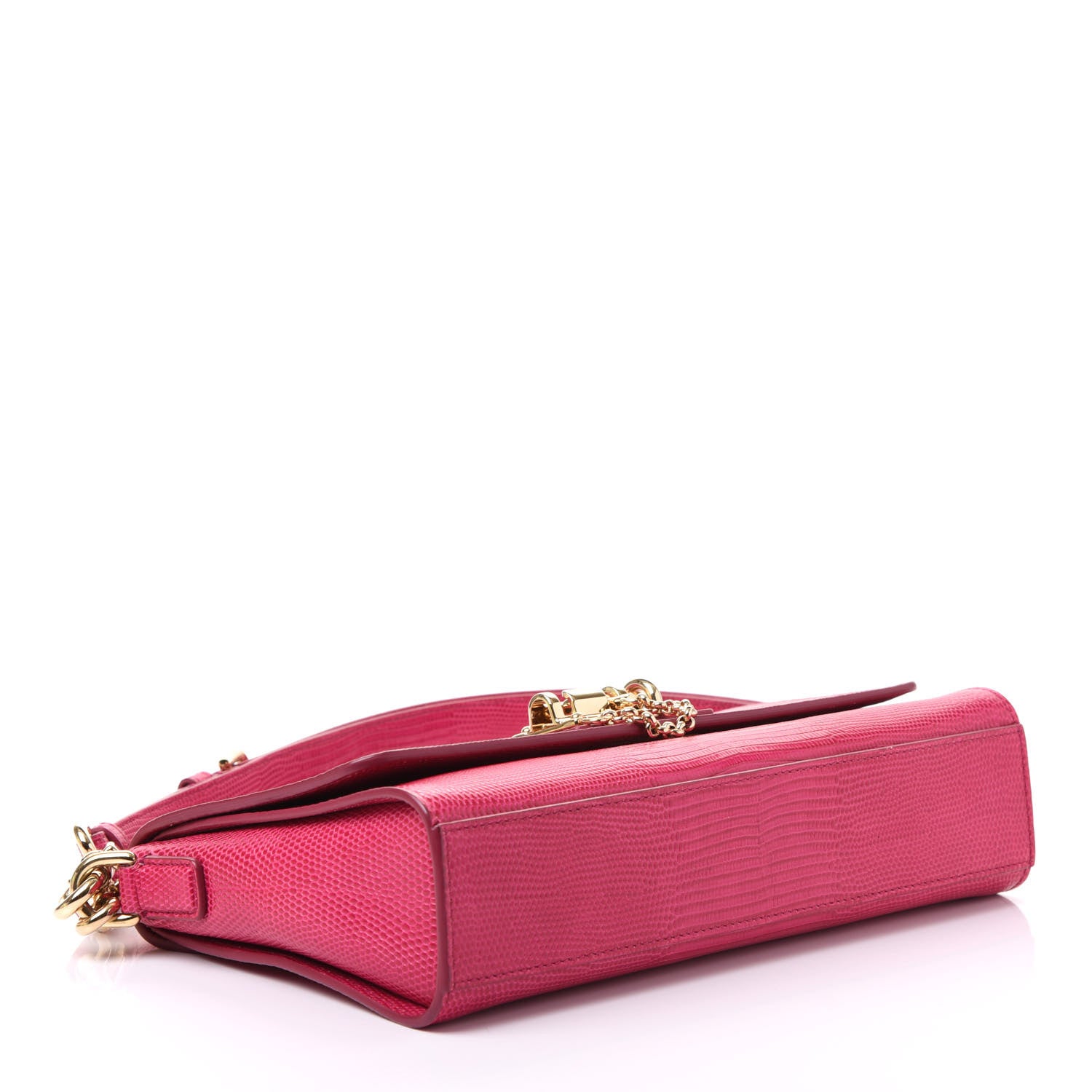 Dolce & Gabbana Lizard Calfskin Embossed Monica Convertible Shoulder Bag Pink 3 of 8