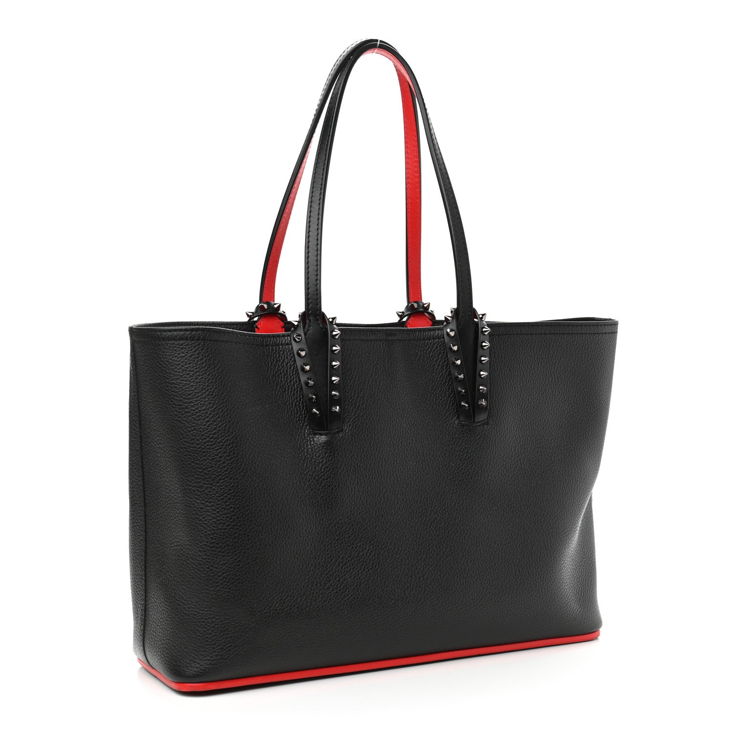 Christian Louboutin Calfskin Spikes Small East West Cabata Tote Black 4 of 12