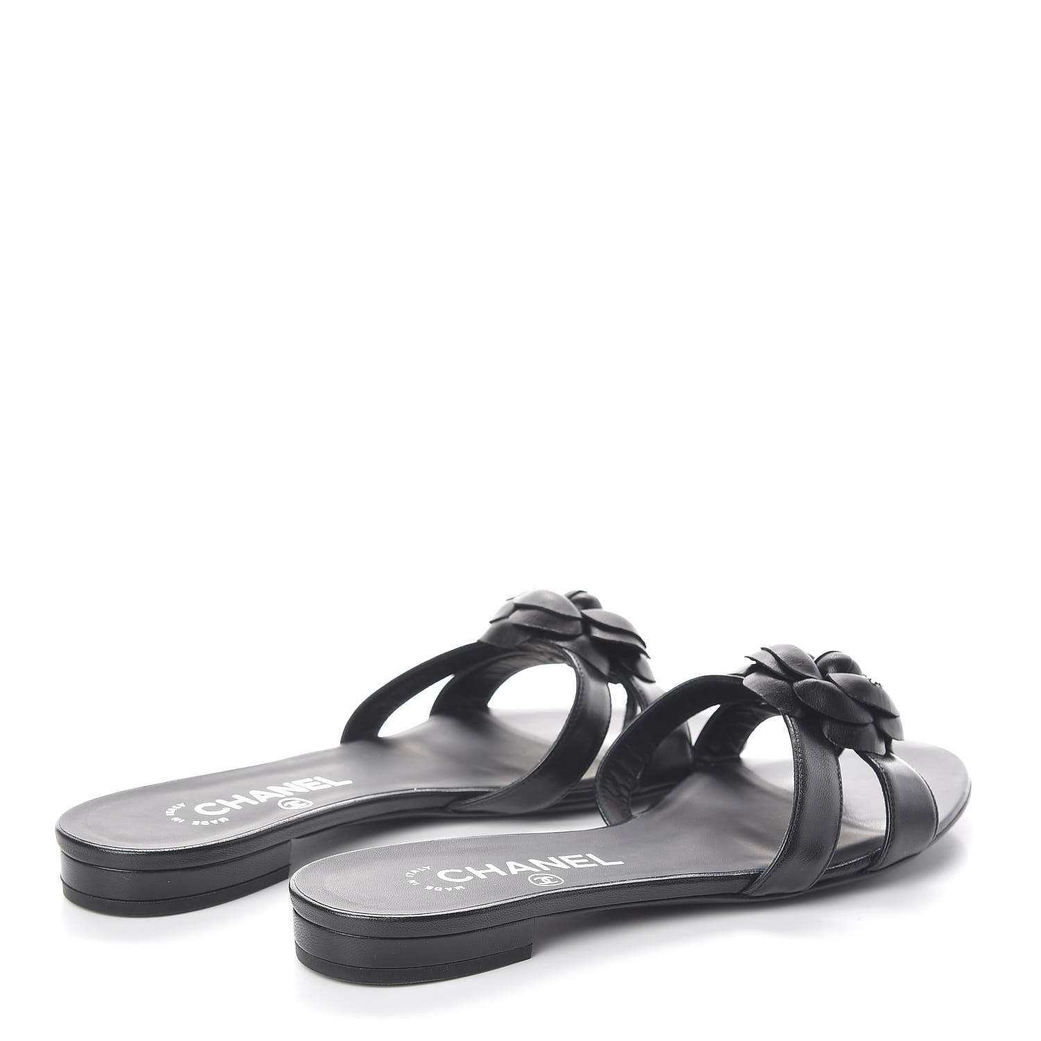 Chanel Lambskin Camellia Sandal Mules 36.5 Black 4 of 8