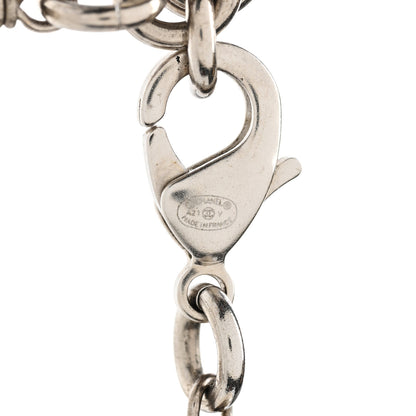 Chanel Graduated Pearl Crystal CC Long Necklace Silver 4 of 5