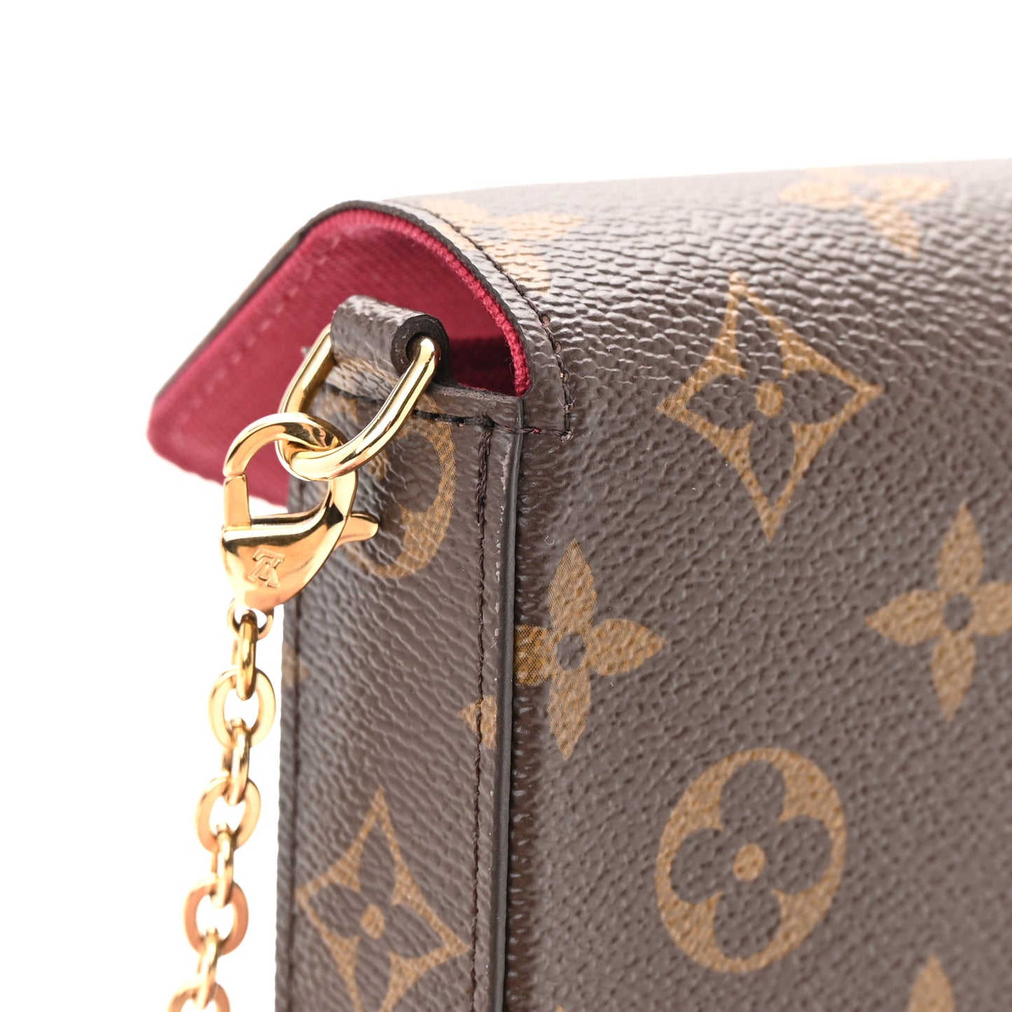 Monogram Pochette Felicie Chain Wallet Fuchsia