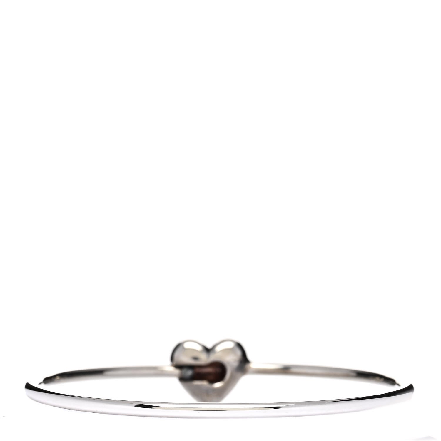 Tiffany Sterling Silver Puffy Heart Bangle Bracelet 2 of 3