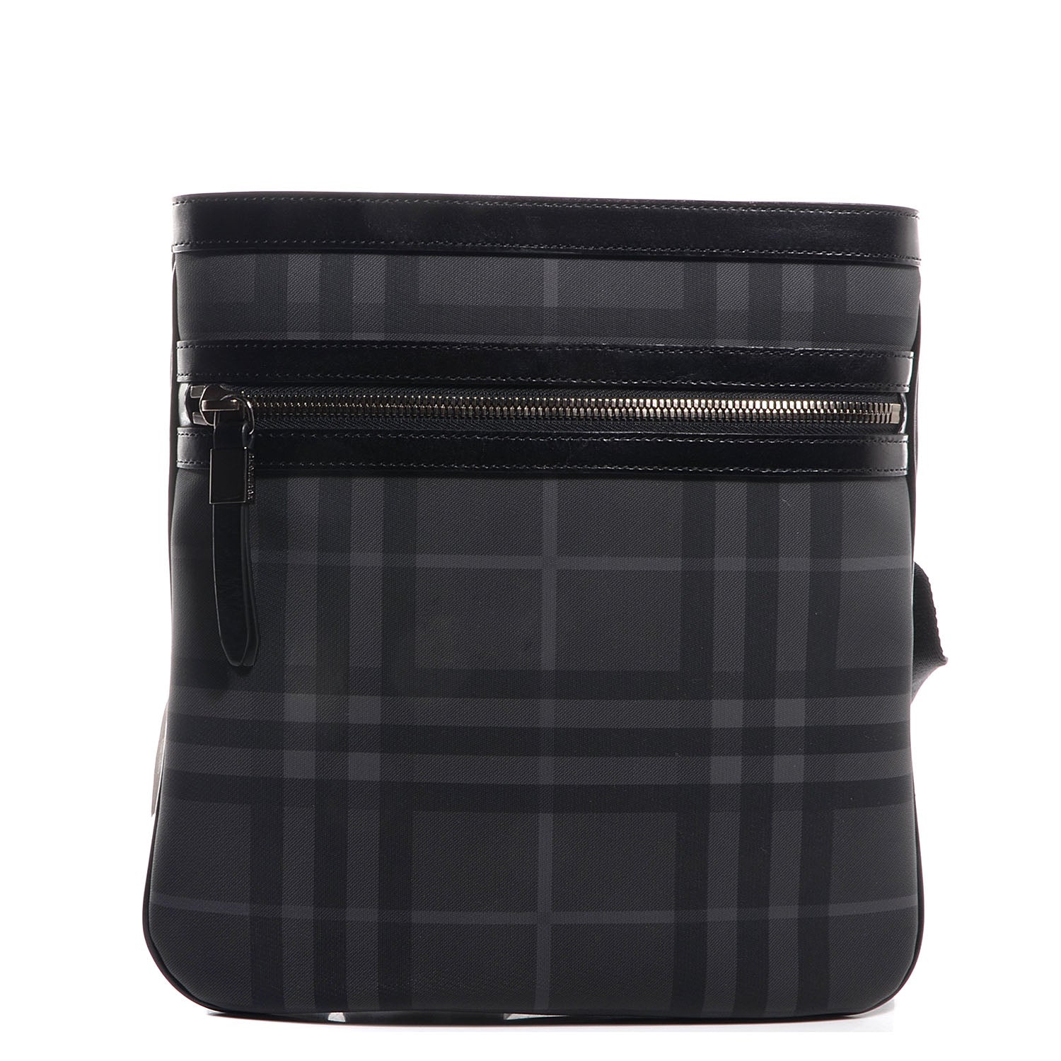 Burberry London Check Turin Flat Crossbody Messenger Bag Charcoal 1 of 10