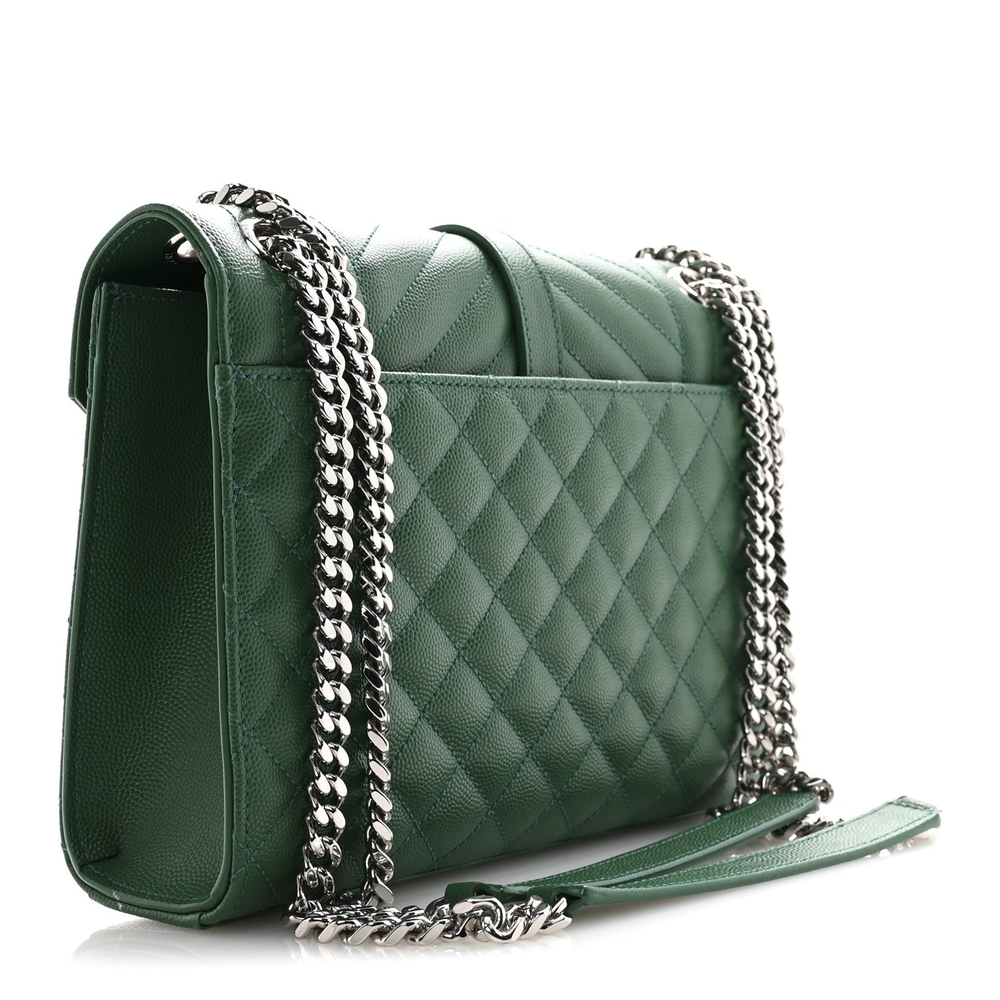 Grain De Poudre Textured Mixed Matelasse Triquilt Medium Monogram Satchel Green
