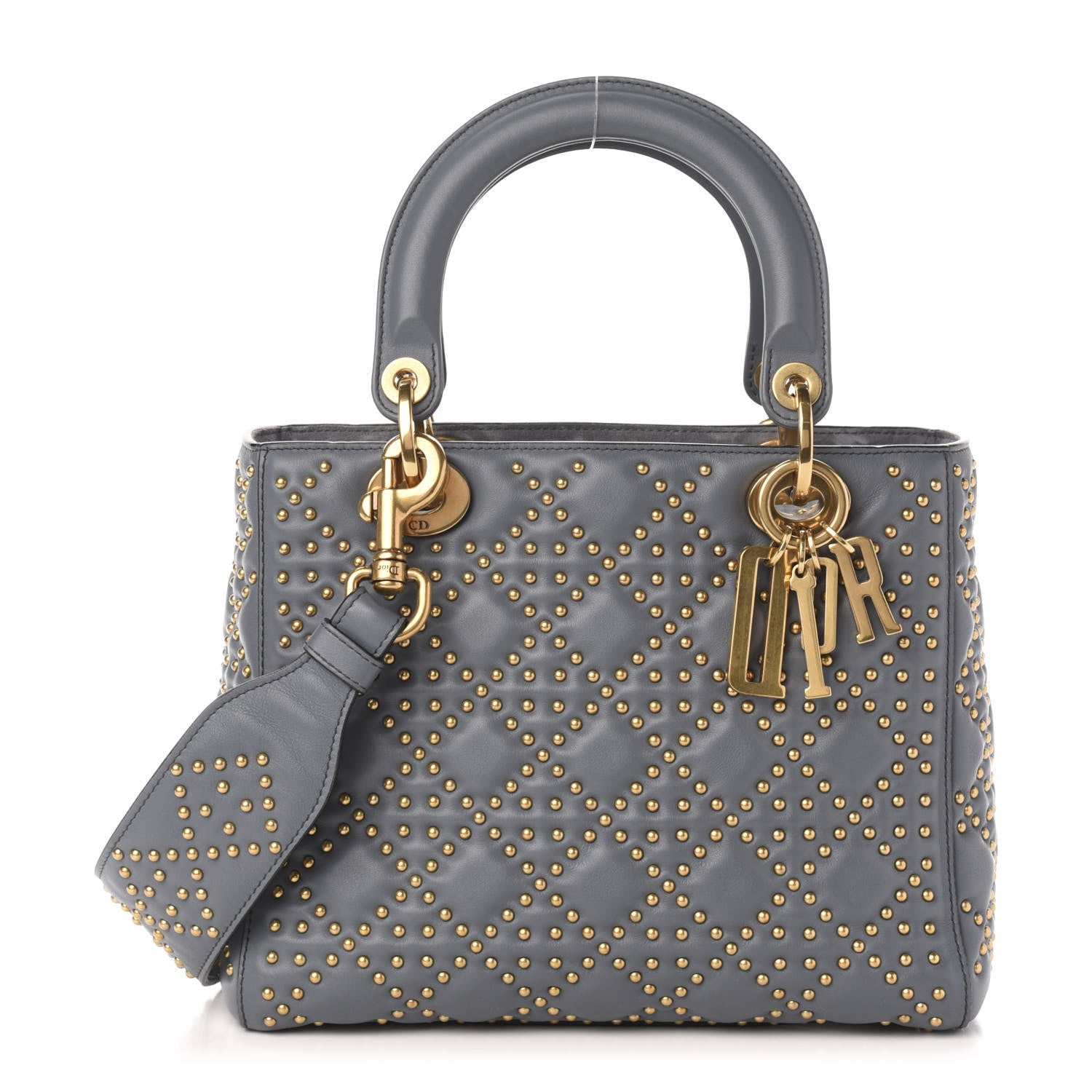 Christian Dior Calfskin Cannage Studded Medium Supple Lady Dior Grey 1 of 11