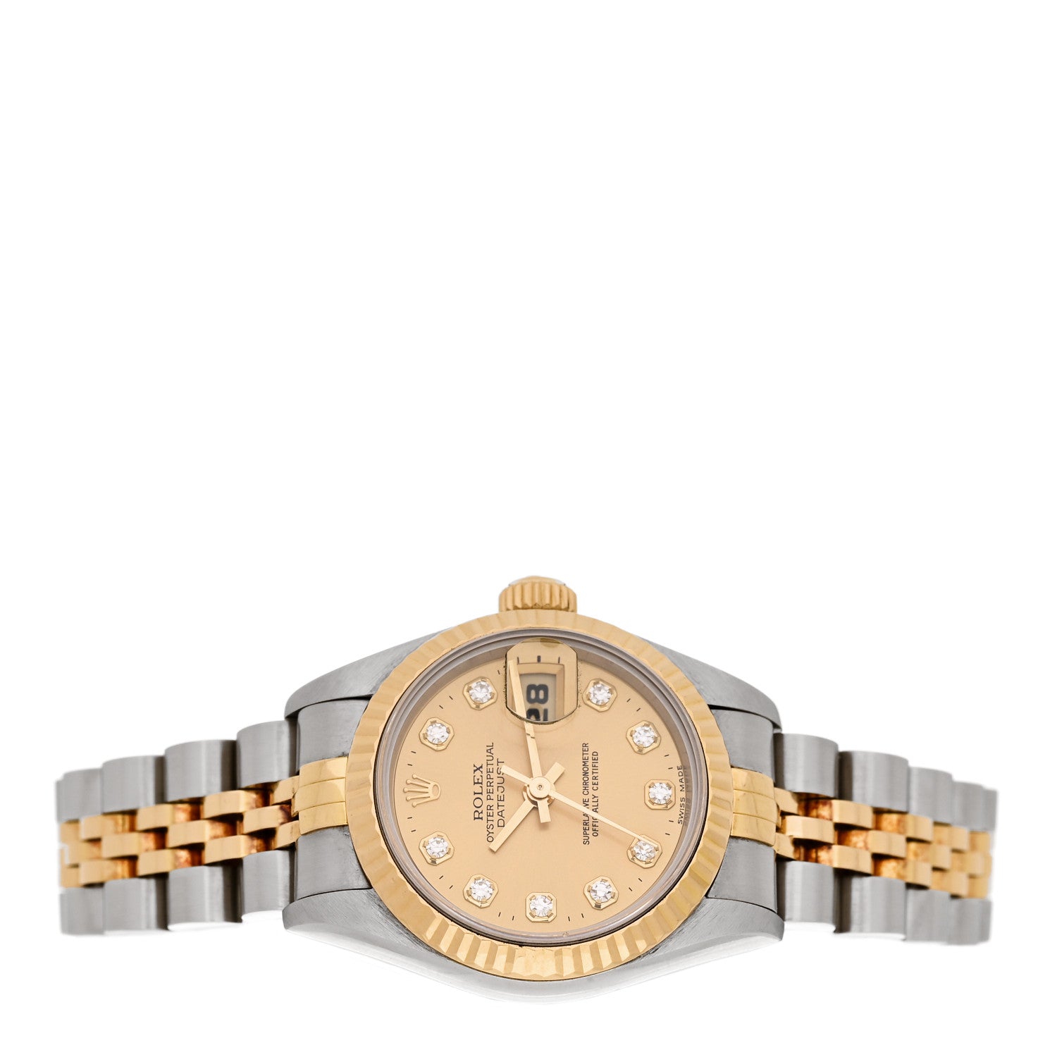 Rolex Stainless Steel 18K Yellow Gold Diamond 26mm Oyster Perpetual Datejust Watch Champagne 69173 2 of 4