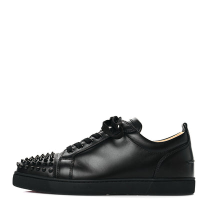 Christian Louboutin Calfskin Mens Louis Junior Spikes Flat Sneakers 43 Black 1 of 9