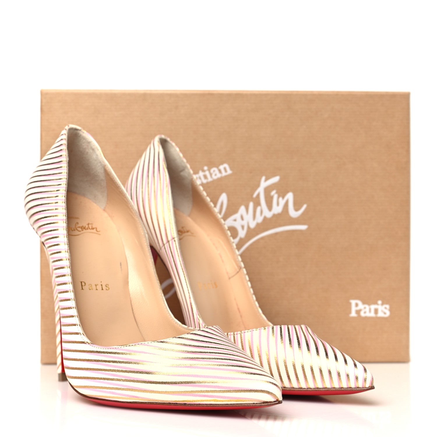 Christian Louboutin Calfskin RayOfLight So Kate 120 Pumps 37.5 Snow Oro 9 of 9