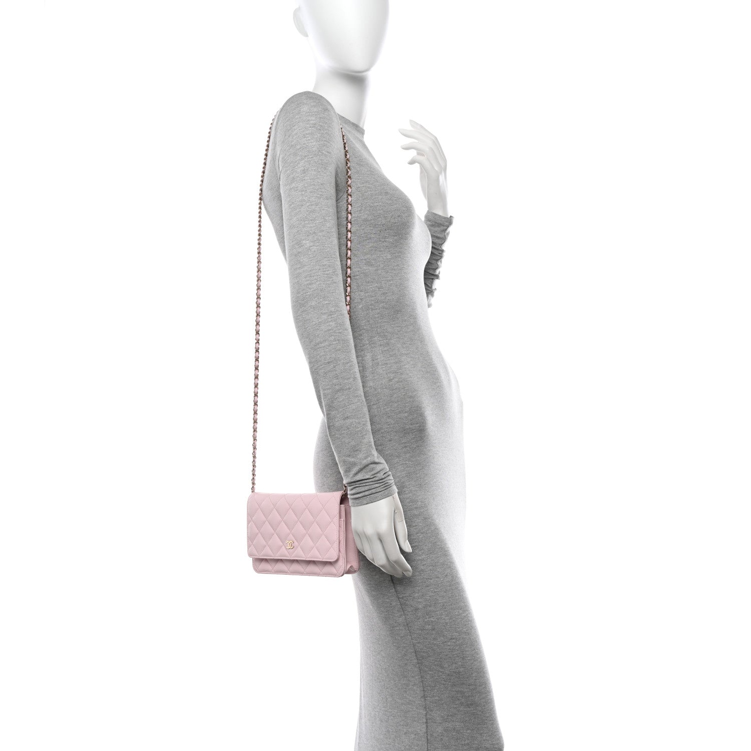 Chanel Caviar Quilted Wallet on Chain WOC Light Pink 2 of 12