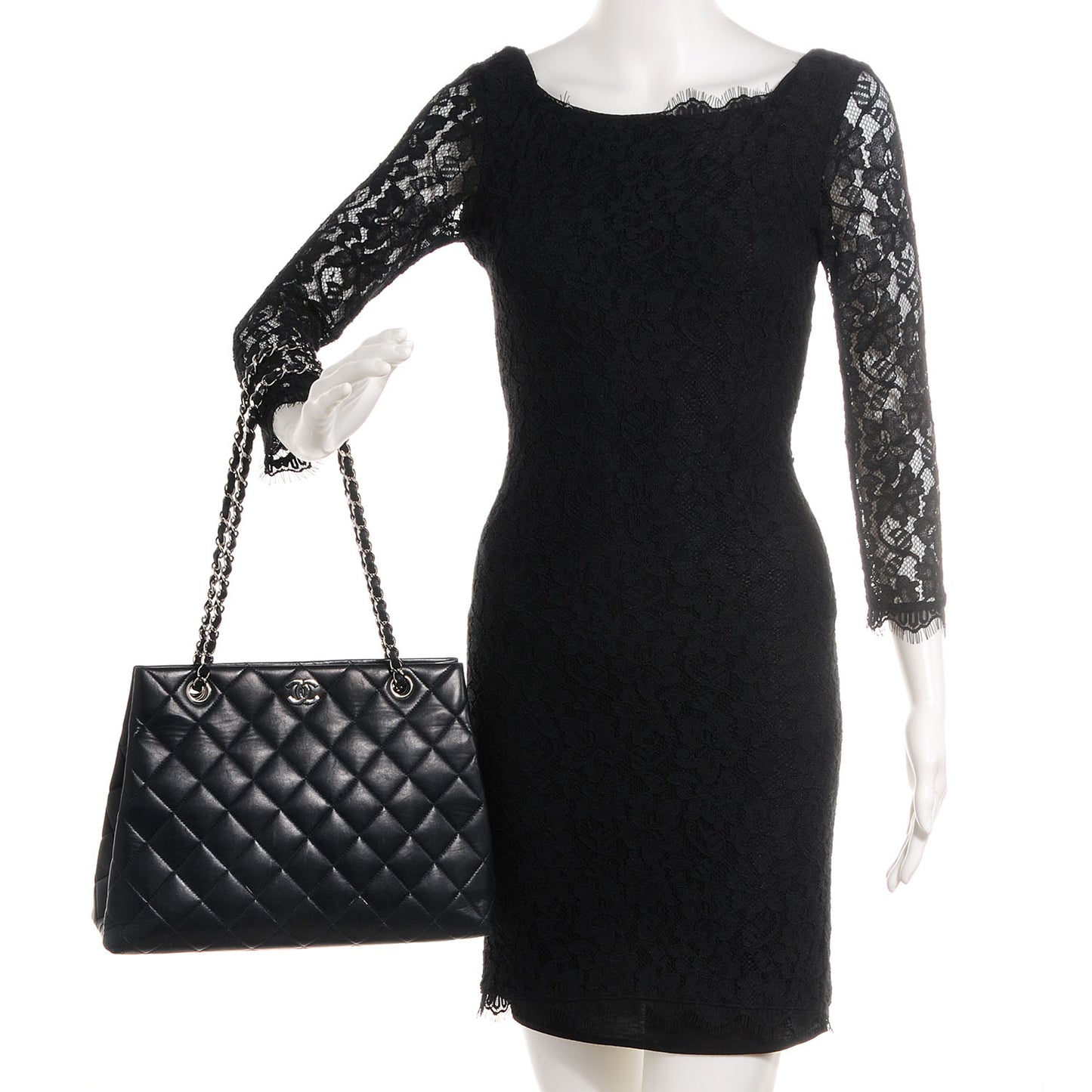 Lambskin Quilted Shoulder Bag Black