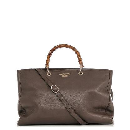 Gucci Calfskin Large Bamboo Shopper Tote Grey Field 1 of 9