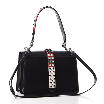 Prada Saffiano City Calfskin Studded Elektra Shoulder Bag Black Fuoco 4 of 12