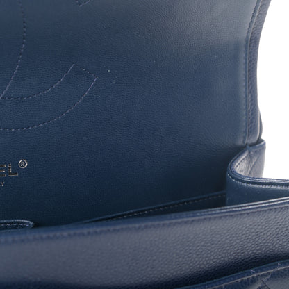 Chanel Caviar Quilted Jumbo Double Flap Navy Blue 9 of 12