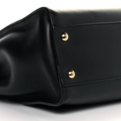 Fendi Calfskin Velvet Fun Fair Medium Peekaboo Iconic Satchel Black Tobacco Multicolor 10 of 12