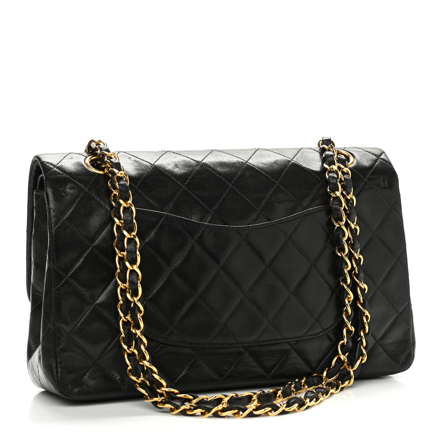 Lambskin Quilted Medium Double Flap Black