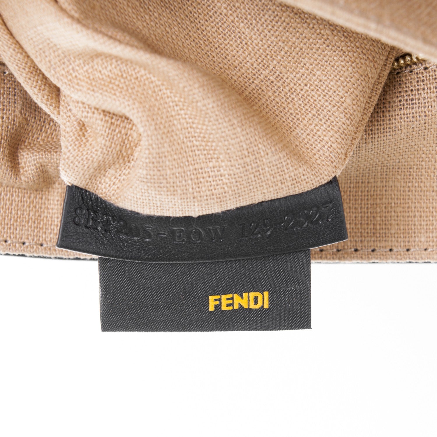 Fendi Calfskin Crocodile Embossed Striped Claudia Large Shoulder Bag Black 7 of 8