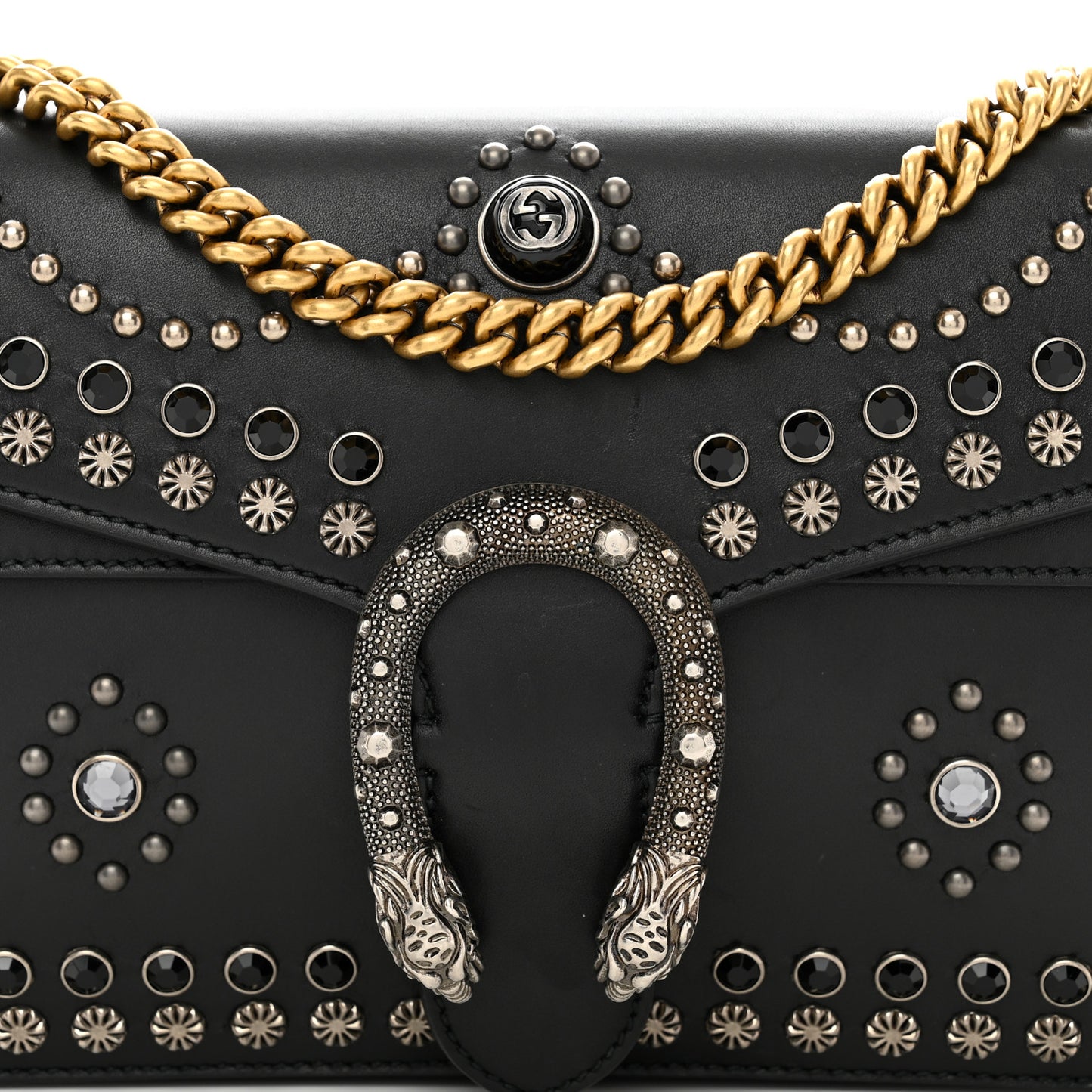 Calfskin Studded Small Dionysus Shoulder Bag Black