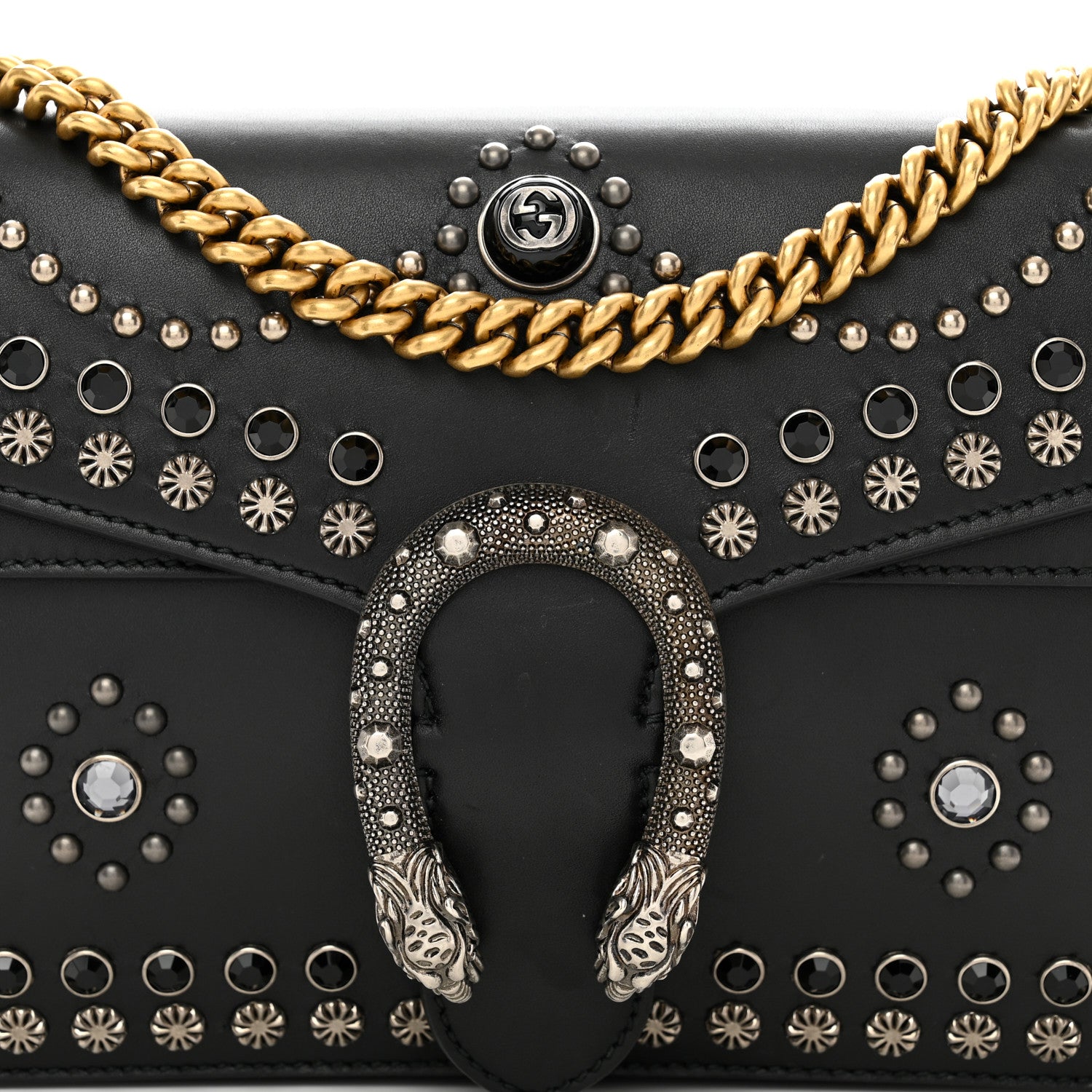 Gucci Calfskin Studded Small Dionysus Shoulder Bag Black 5 of 12