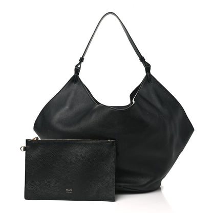 Khaite Pebbled Sport Calfskin Medium Lotus Tote Black 3 of 10