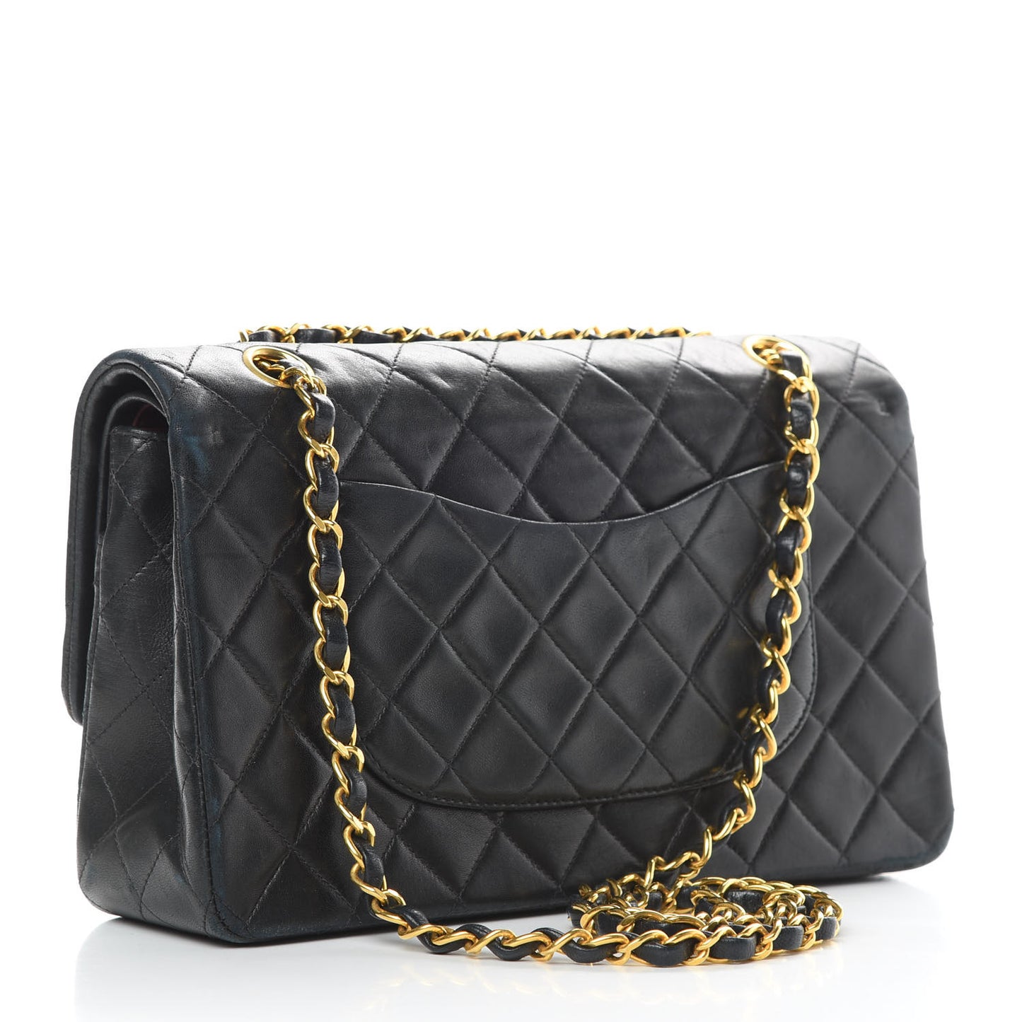 Lambskin Quilted Medium Double Flap Black