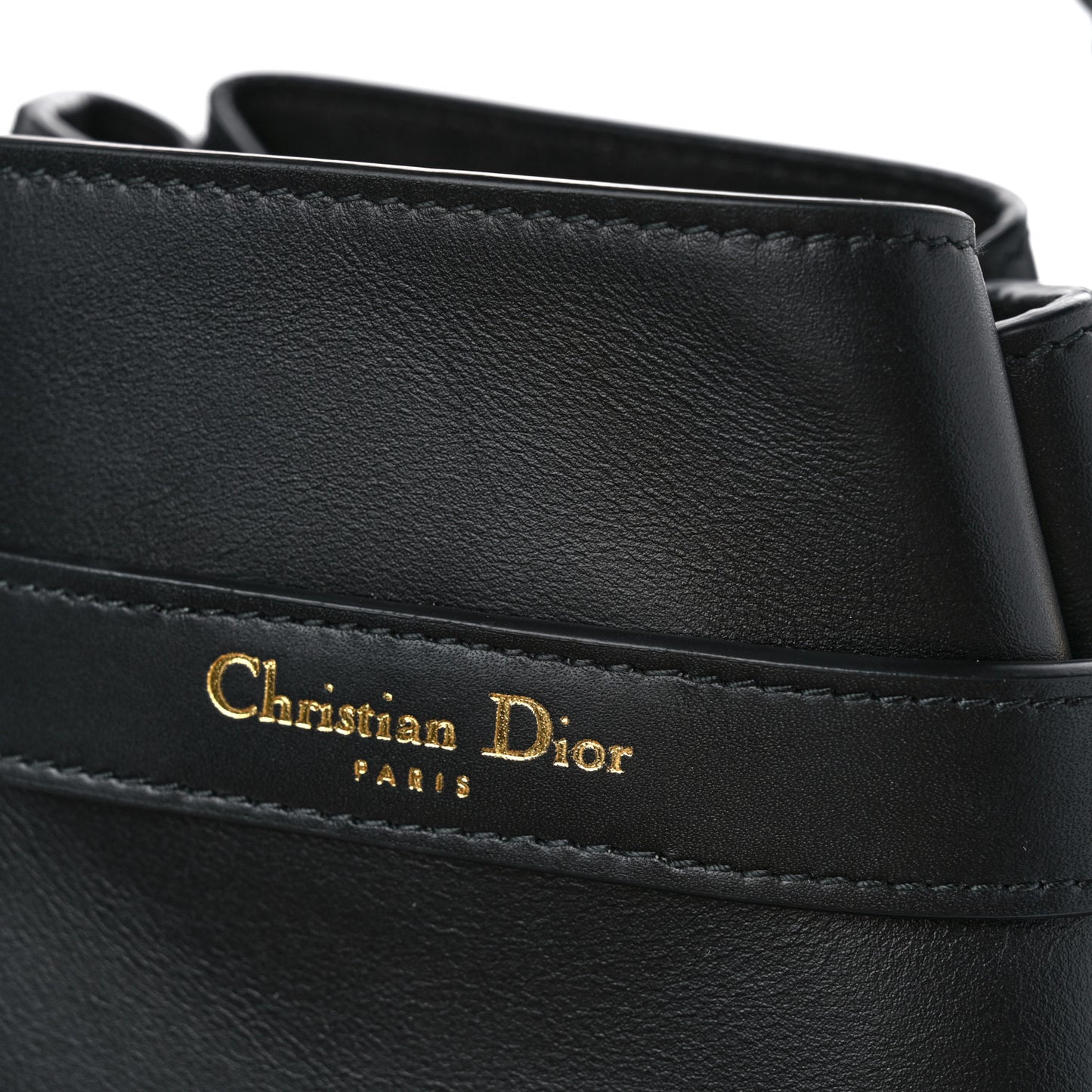 Calfskin CD Embossed Medium C'est Chain Bucket Bag Black