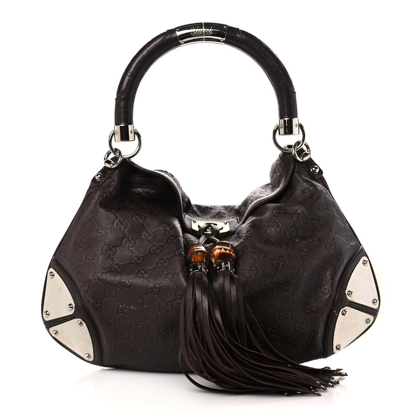Guccissima Medium Indy Top Handle Hobo Black